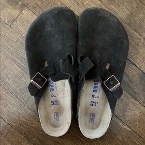 Birkenstock Dark Brown Suede Slip-Ons